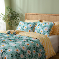 Housse de couette imprimée fleur drap de lit tissu microfibre drap de lit ensemble de literie