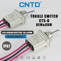 Interruptor de Palanca CNTD CTS-D SPST de 2/3/4/6 Pines con Terminal de Conexión Rápida # 250) Interruptor Momentáneo Autoblocante 15/20A 250V 12mm Montaje IP67