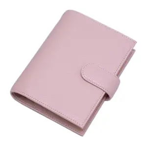 Custom Leather Pink A5 A6 A7 Binder Wallet With Logo