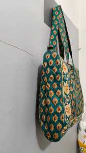 Grands sacs de voyage en coton à motifs floraux, sacs de week-end en tissu matelassé imprimé, pour femmes, cadeaux de vacances, lot de 2 pièces - Product Image 5