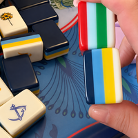 Tuiles de Mahjong en Acrylique Bleu Profond Captain American, Ensemble de 160 Pièces, Style Méditerranéen, Motifs Ancre, Colombe, Hippocampe, Fleur, En Stock
