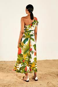 กระโปรงยาวเอวสูงสำหรับผู้หญิงกระโปรงแมกซี่ทรงเอแ<span class=keywords><strong>น</strong></span>ววินเทจพิมพ์ลายดอกไม้ดีไซน์ล่าสุดมีจีบ - Product Image 4