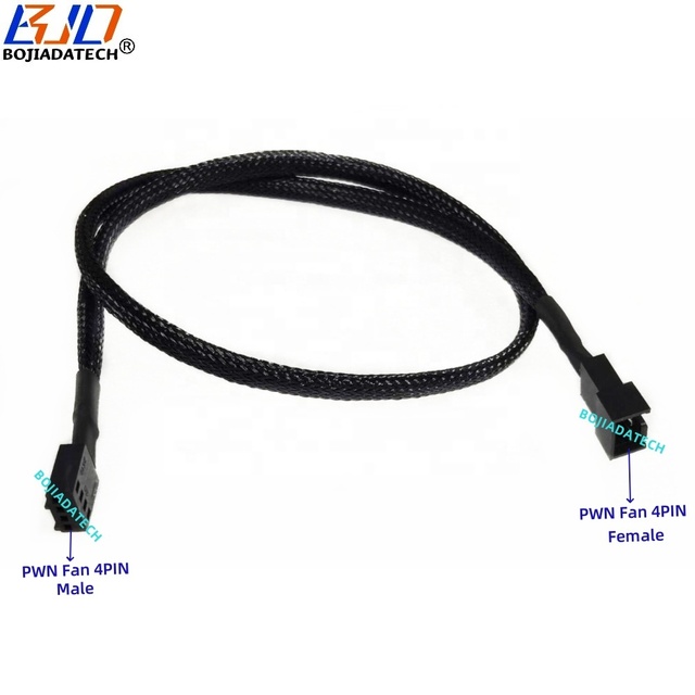 Factory Direct Sale PWM FAN 4PIN Male to Female Power Extension Cable 24AWG 0.6M for PC Computer Case