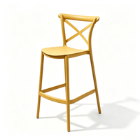 Chaise de bar moderne en plastique haute avec dossier croisé, empilable, pour hôtel, maison, café, restaurant