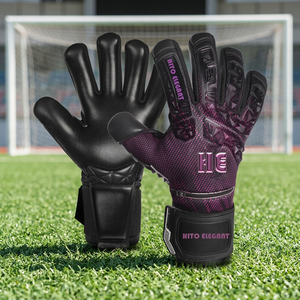 Gants de gardien de but professionnels 4 mm, gants de football avec protection des doigts, dos des mains en silicone injecté, sangle élastique intégrée - Product Image 4