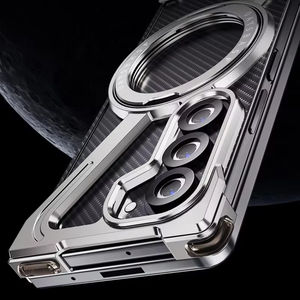 Étui de téléphone magnétique en métal aluminium sans cadre tendance pour <span class=keywords><strong>Samsung</strong></span> Z Fold 5 6 W24 avec support rotatif et protection antichoc - Product Image 6