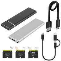 Caja de Disco Duro de Estado Sólido Externa USB 3.1 Tipo C para SSD M.2 NVME NGFF M.2 SATA de Doble Protocolo, Carcasa de Aluminio para HDD