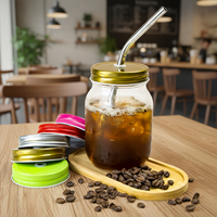 Couvercles métalliques pour bocaux Mason de 70 mm avec trou pour paille, pour la mise en conserve et la préparation de boissons (café)