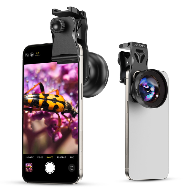 Apexel 5k Master Macro Lens for iPhone 17 16 15 14 and Android Phones, Mobile Camera Lens Attachment Long Shoot Distance