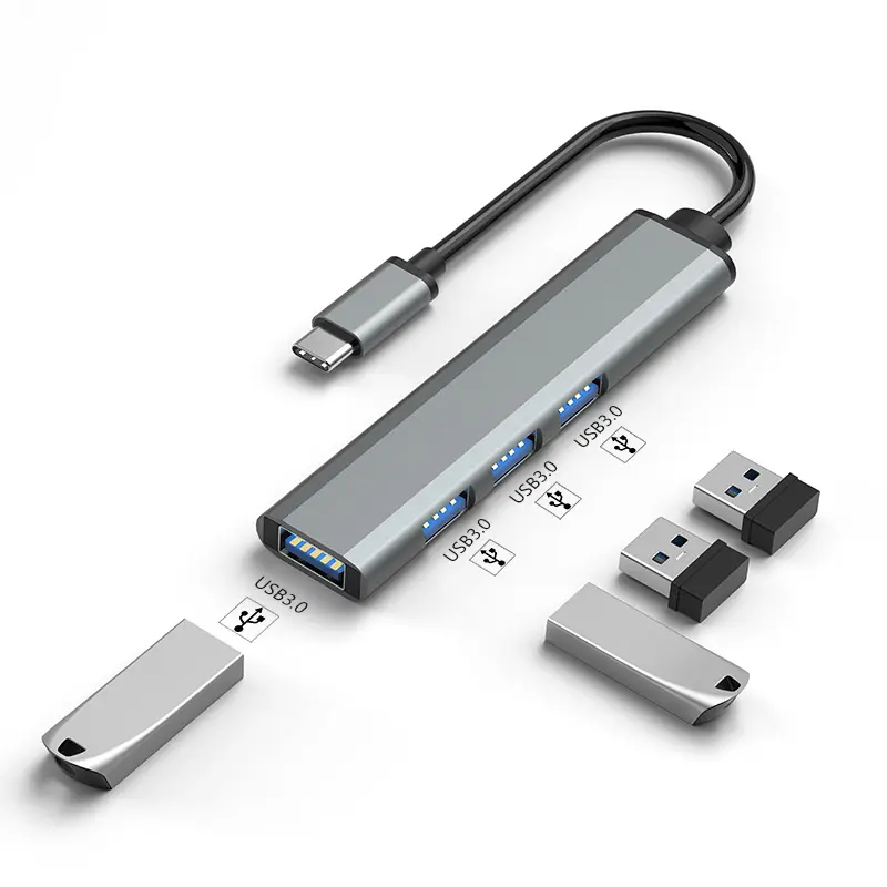 Высокоскоростная алюминиевая док-станция 4 в 1 с USB 3,0, металлическая док-станция с 4 портами, USB 3,0