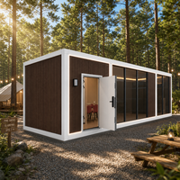 Salle de jardin modulaire de luxe avec éclairage LED d'ambiance et fenêtres pleine hauteur pour projet de décoration de cour de villa