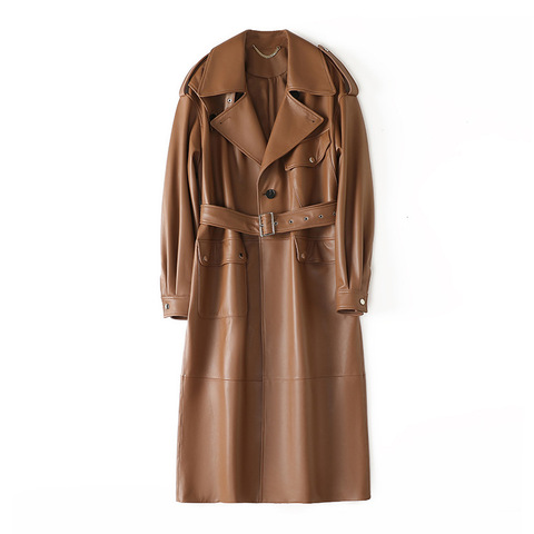 5251 European and American Large Collar Silhouette Sheepskin Autumn and Winter extra Long Style off Shoulder Windbreaker