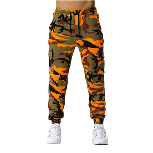 Men's New Mid Waist Canvas Cotton <b>Jogging</b> Pants Elastic Waist Spliced Camouflage Flat Front Football Training Fitness 2026 - Product Image 4