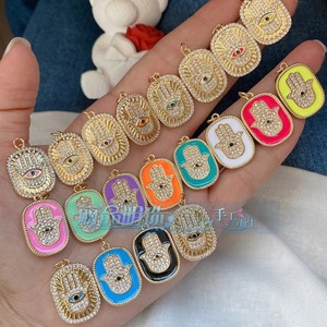 Gioielli fatti da te in rame placcato oro scintillante colore zircone accessori abbagliante mano di Hamsa diavoletto <span class=keywords><strong>occhio</strong></span> 12 ciondolo zodiaco - Product Image 3