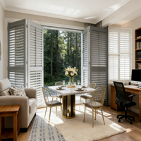 Volets en bois sur mesure pour plantations, OEM ODM, volets ventilés, taille et couleur personnalisées, vente en gros pour la décoration intérieure