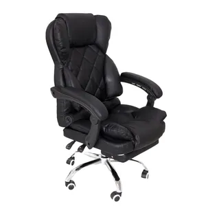 Серое удобное кожаное офисное кресло подлокотник высокого качества роскошное офисное кожаное кресло с подставкой для ног