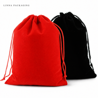 Pochette à bijoux en velours doux de qualité supérieure avec cordon de serrage pour emballage cadeau de luxe avec impression de logo personnalisé en gros