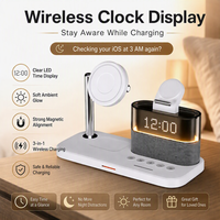 Chargeur sans fil magnétique 3-en-1 pour iPhone, pour Watch, avec affichage de l'heure, support de charge rapide 25W, lieu d'origine