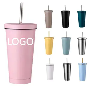 CUPPARK 500ml Travel Mug Vacuum Insulated Double Wall Car Coffee Tumblers With Straw And Lid