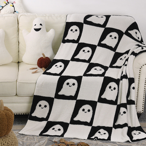 Wholesale OEM ODM Oeko-Tex <strong>Halloween</strong> Ghost <strong>Throw</strong> <strong>Blanket</strong>, Cute Funny Black White Plush Spooky <strong>Blanket</strong> for Holiday Decor &amp; Gifts - Product Image 6