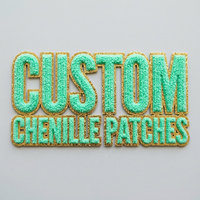 Écussons en chenille personnalisés avec nom de marque de mode, accessoires vestimentaires écologiques, taille personnalisée, écussons en chenille colorés