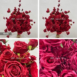 ดอกไม้ประดิษฐ์ทรงกลมกุหลาบแดงผ้าไหมสำหรับตกแต่งงานแต่งงาน งานอีเว้นท์ และงานปาร์ตี้ ขายส่ง - Product Image 2