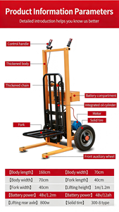 Chariot à main électrique de 200kg-Utilisation multi-scènes pour entrepôt/magasin/ferme - Product Image 2