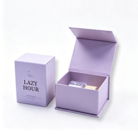 Boîte rigide personnalisée à faible MOQ, portable, écologique, en matériaux recyclés, rose, imprimée en couleur, avec fermeture magnétique, pour parfum et cosmétiques