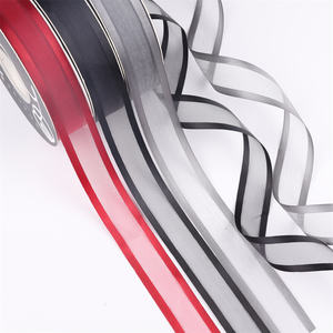 Pita pembungkus pinggiran jala tengah warna polos 2.5CM pita sifon pembungkus Hadiah pita pembungkus bunga bahan kemasan pita pembungkus buket bunga - Product Image 5