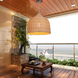 Lampadario in Rattan Fatto <span class=keywords><strong>a</strong></span> Mano Design Asiatico Illuminazione in Bambù Lampada <span class=keywords><strong>a</strong></span> Sospensione in Vimini Naturale per Ristorante Hotel Villa - Product Image 5
