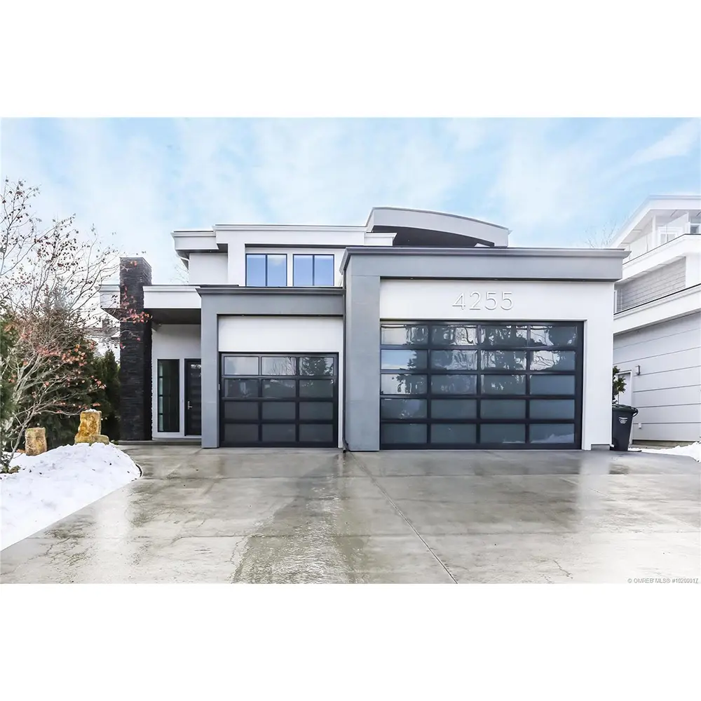 Contemporary Design Residential Automatic Dark Black Aluminum Glass Garage Door