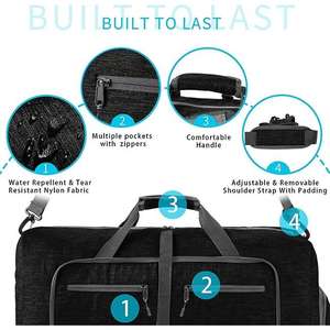 Sac de voyage personnalisé imperméable extra large 65l, sac de voyage pliable léger avec compartiment à chaussures, sac de voyage - Product Image 5