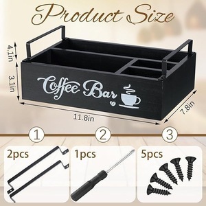 Caja de almacenamiento de cápsulas de café de madera, organizador de escritorio mediano con cajón para K-Cups y accesorios de café - Product Image 3