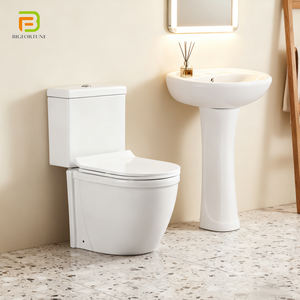 Vente en gros de toilettes bon marché en céramique montée au sol Toilettes sanitaires Salle de bain P Trap Washdown Deux pièces Toilettes commode pour la maison - Product Image 2