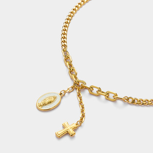 <span class=keywords><strong>Collana</strong></span> Religiosa con <span class=keywords><strong>Rosario</strong></span>, Croce e Nappe della Vergine Maria in Acciaio Inossidabile 18K, Impermeabile e Anti-Appannamento per Donna YF5120 - Product Image 1