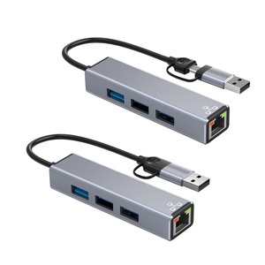 Adaptador 4 en 2 <span class=keywords><strong>USB</strong></span> C y <span class=keywords><strong>USB</strong></span> <span class=keywords><strong>a</strong></span> <span class=keywords><strong>RJ45</strong></span> LAN Ethernet con 3 HUB <span class=keywords><strong>USB</strong></span> para MacBook Pro, ChromeBook Pixel, iPad Pro y más - Product Image 2