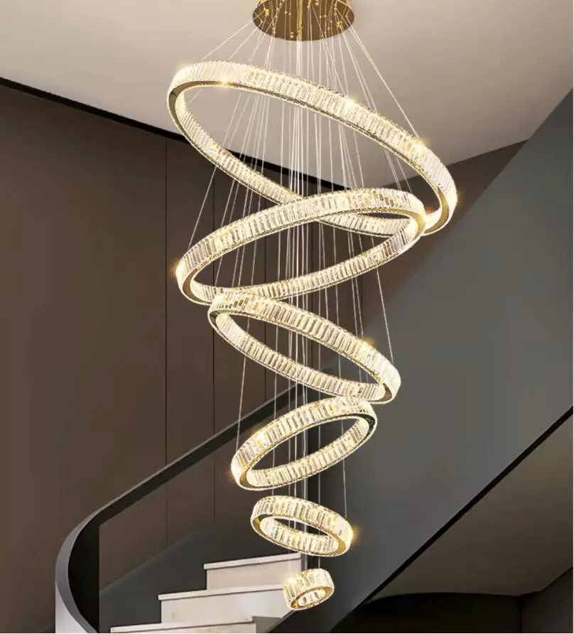 SANXIANG lüks büyük yuvarlak özel kristal dekoratif LED kolye ışık lamba kapalı otel Modern kristal avize