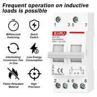 EARU 40A 63A AC400V 50/60Hz Commutateur de transfert manuel modulaire MTS à double alimentation, interrupteur de déconnexion, disjoncteur EA219G