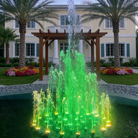 Fontaine musicale flottante moderne de conception contemporaine en acier inoxydable coloré sur mesure de 10 m de diamètre pour lac extérieur, piscine, jardin