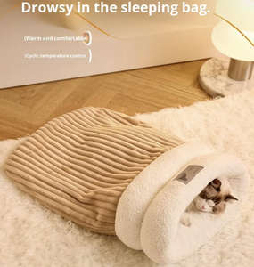 Tempat Tidur Hewan Peliharaan Kucing & Anjing Portabel Berbahan Katun Beludru Tebal Korduroi Bulu Domba, Desain Aman, Tanpa Perakitan, untuk Musim Gugur & Dingin - Product Image 3