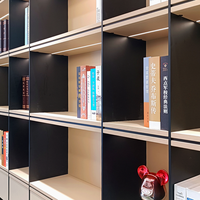 Support mural à cadre en acier multicouche de conceptions modernes et simples Bibliothèque flottante blanche arquée vide avec porte en verre de garde-robe