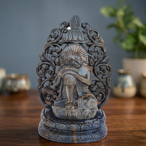 Statue de Bouddha Dormant en Aventurine Bleue Naturelle, Sculptée dans une Arche en Vigne, Artisanat Indien, Décoration Spirituelle pour la Maison, Cadeau - Product Image 1