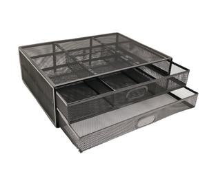 Supporto per Monitor con Cassetto - Organizzatore da Scrivania in Rete Metallica con Doppio Cassetto Estraibile per Ufficio e Computer - Product Image 2