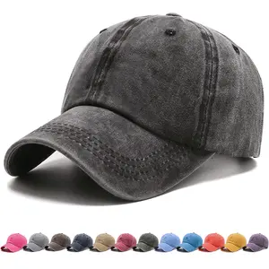 100% Katoen Baseball Cap Mannen Vrouwen Vintage Gewassen Verontruste Hoeden Twill Plain Verstelbare Vader Hoed Katoen Snapback Cap Hip Hop hoed