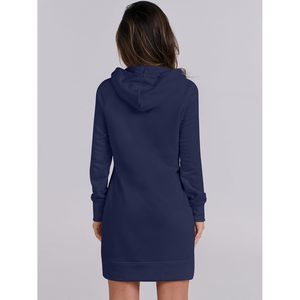 FOXA Womens Sweatshirt <b>Dress</b> Long Sleeve Hooded Mini Casual <b>Dress</b> With Pockets <b>Elastic</b> Waist Loose Fit Knitted Fabric - Product Image 4