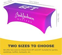 Housse de table extensible en spandex imperméable, résistante aux plis, écologique, avec logo personnalisé imprimé, 6 pieds/8 pieds, pour événements