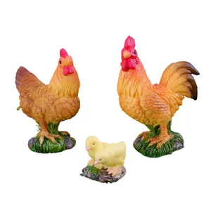 Patung miniatur Resin ayam jantan, ornamen taman lanskap mikro kerajinan hewan luar ruangan halaman Dekorasi