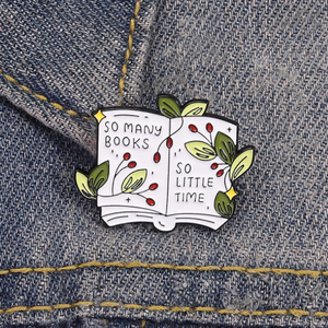 Épinglette en émail personnalisée « Beaucoup de livres, peu de temps » pour étudiants, <span class=keywords><strong>citation</strong></span> amusante, broche, badge de revers, accessoires de bijoux, cadeau pour les amoureux des livres - Product Image 3