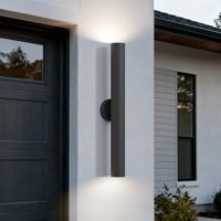 Appliques murales extérieures cylindriques longues, luminaires LED intégrés pour éclairage extérieur haut et bas