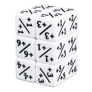 Jeu de dés D6 extra petits de 16 mm +1/+1 et -1/-1 pour <span class=keywords><strong>MTG</strong></span> the Gathering, boîte de dés en métal carrée à coins droits blanche et noire - Product Image 2
